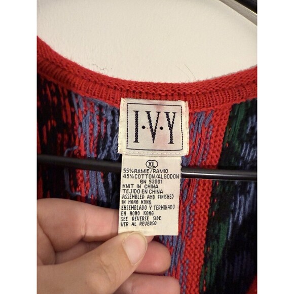 I-V-Y Hand Knit Sweater Vest Whip Stitch Grandmacore cottagecore vintage retro - Picture 3 of 4